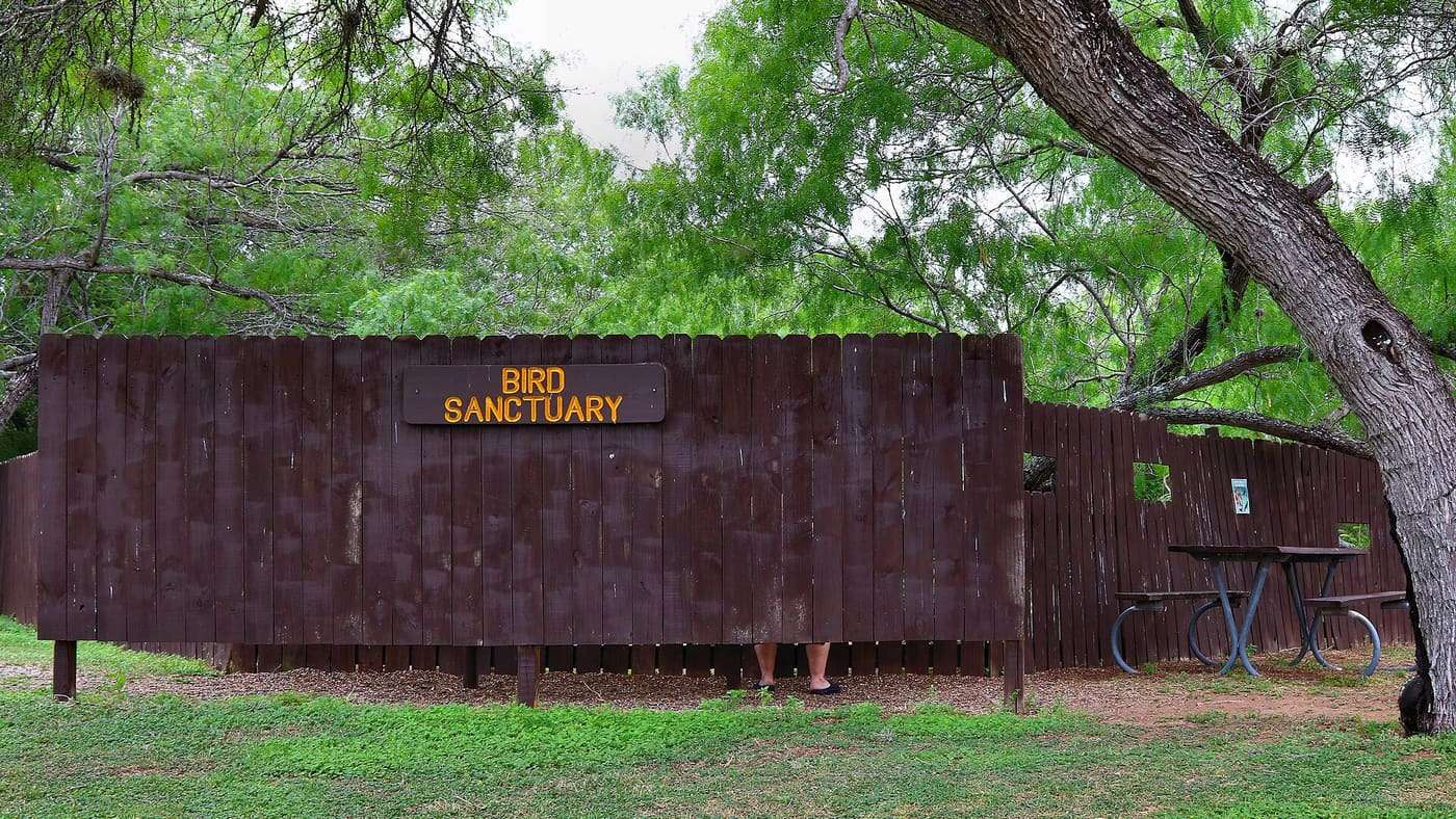 A bird blind in Choke Canyon State Park -Calliham Unit in McMullen County, Texas, United States.