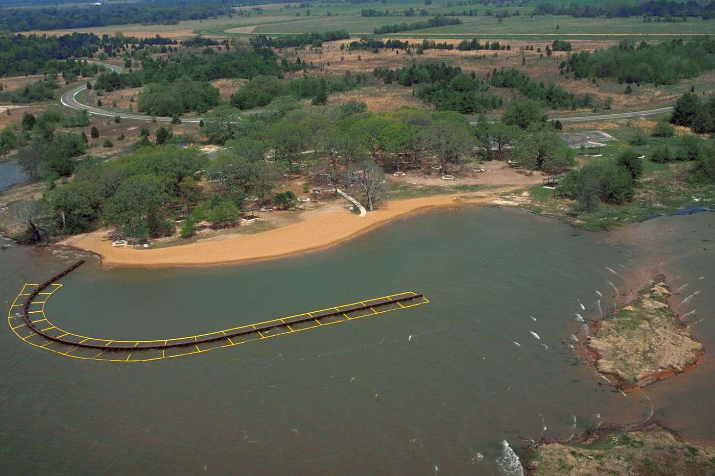 A swimming area at Cooper Lake State Park in Delta and Hopkins Counties, Texas, USA. The state park is located on Jim Chapman Lake, formerly known as Cooper Lak
