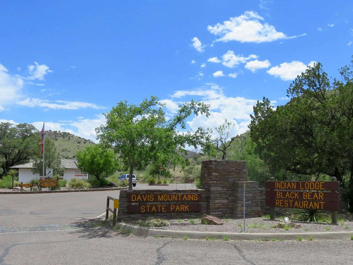 The entrance to Davis Mountains State Park in Fort Davis, Texas .