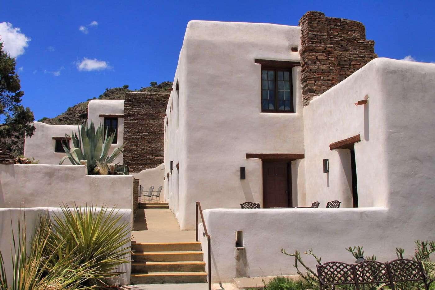 Exterior of the original rooms at Indian Lodge in Davis Mountains State Park in Jeff Davis County, Texas, United States.