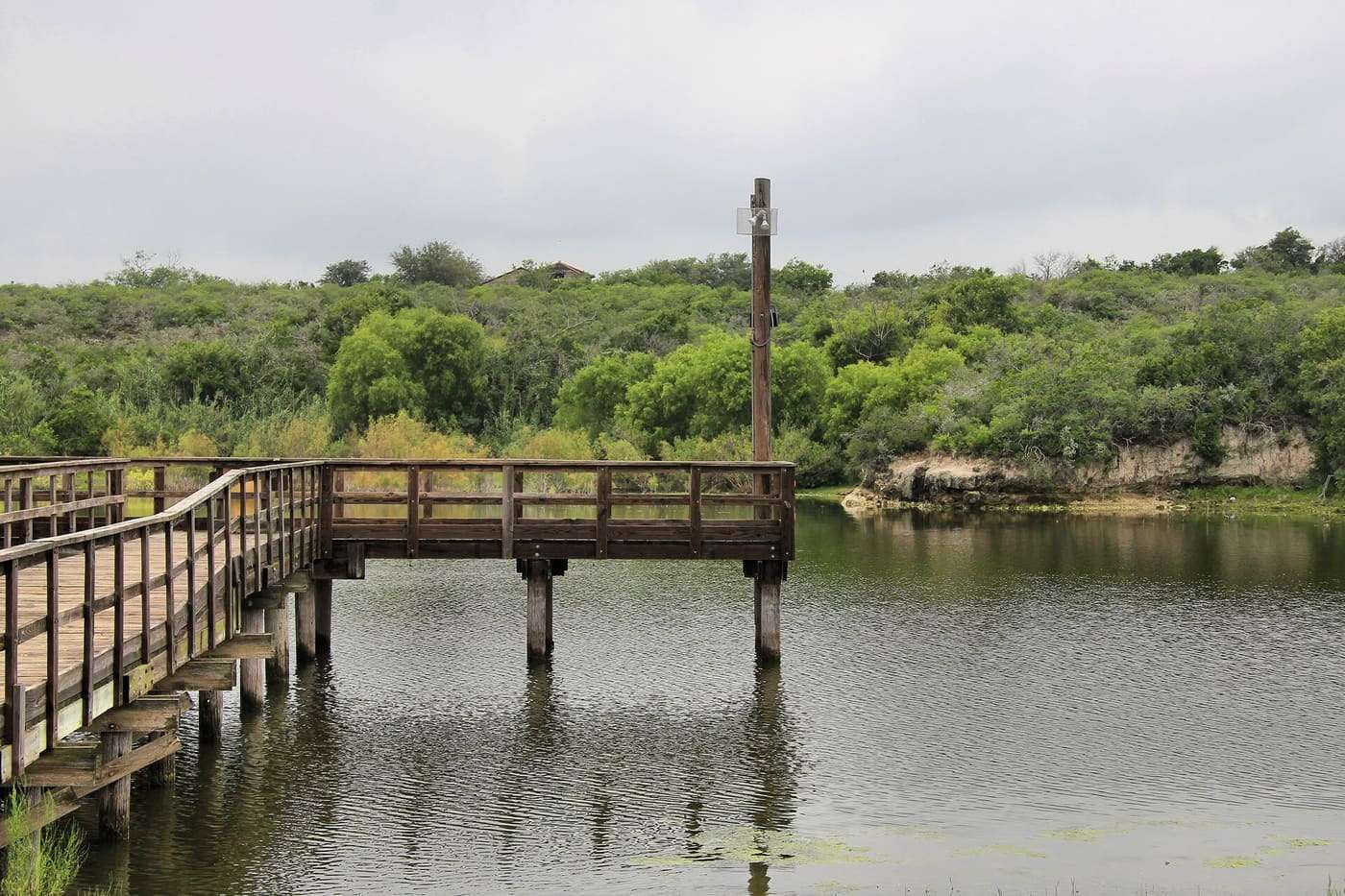 A fishing pier in Lake Corpus Christi State Park in San Patricio County, Texas, United States.