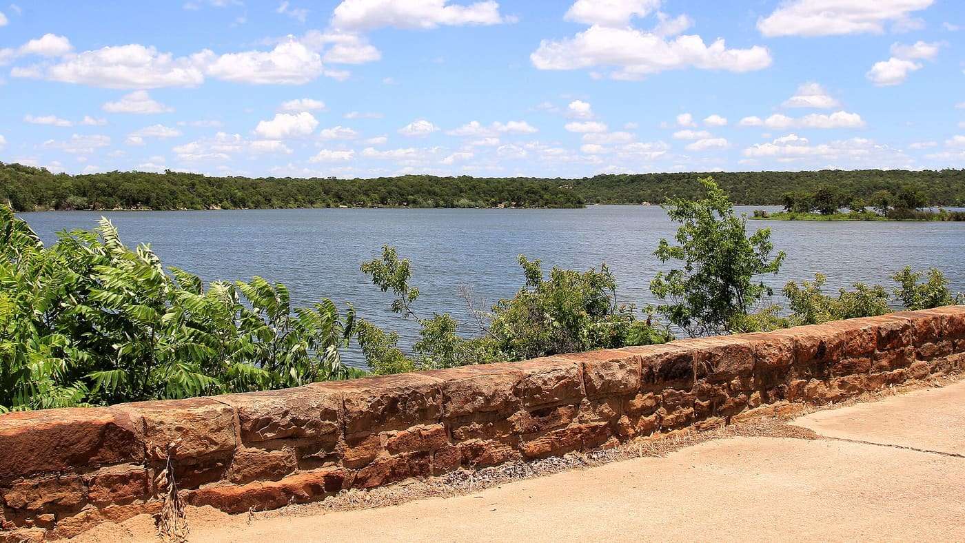 Lake Mineral Wells seen from Lake Mineral Wells State Park , Texas, United States near the spillway.