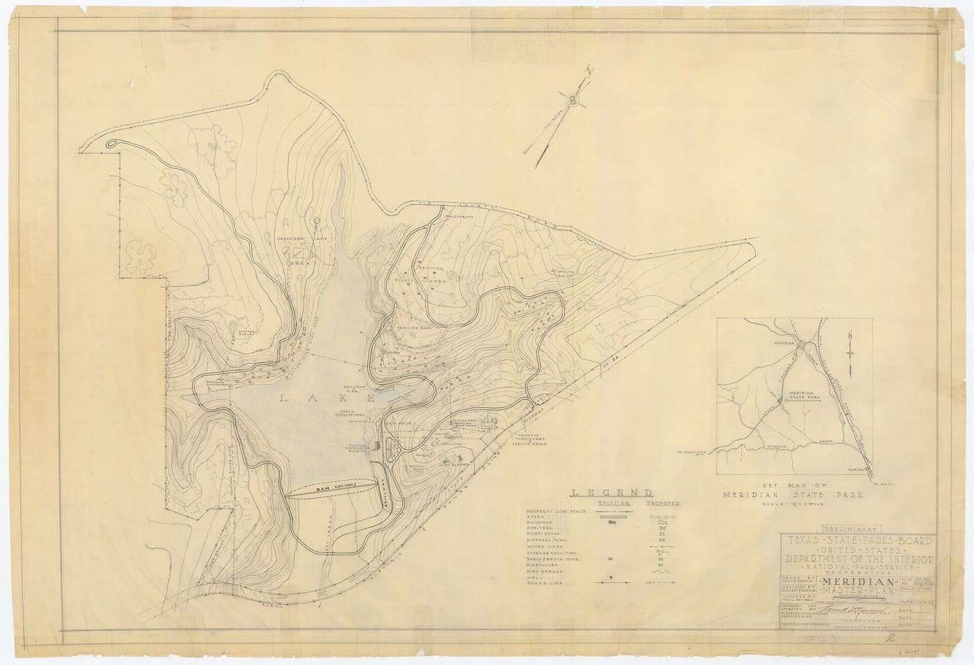 Title: Master Plan Early Date: 10/2/1939 Late Date: 10/2/1939 Architect: Roesle, Paul R, draftsman Remarks: Pencil, black ink, and blue colored pencil on paper 