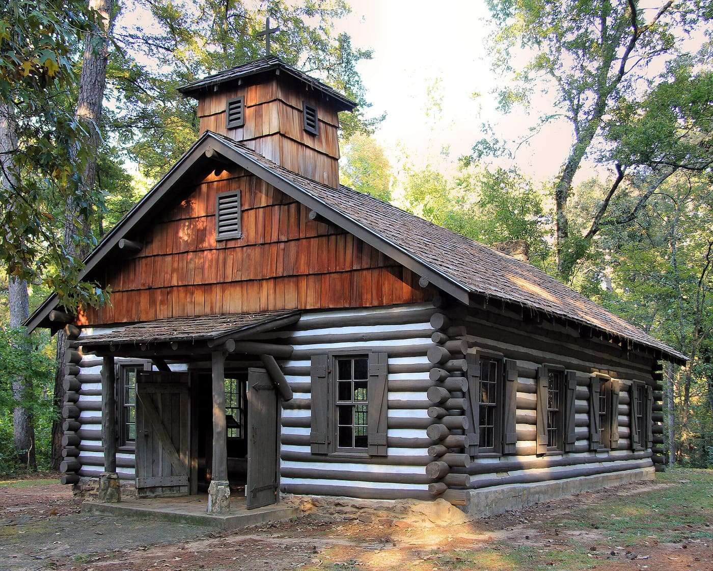 The replica of Mission Tejas built by the Civilian Conservation Corps circa 1935 in Mission Tejas State Park , Houston County, Texas, United States.