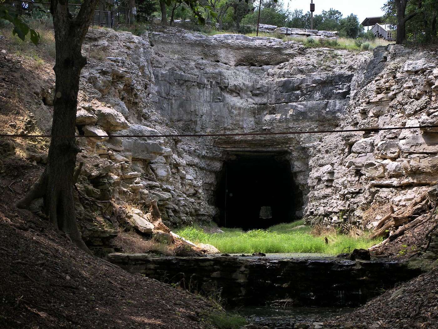 The tunnel in Old Tunnel State Park in Kendall County, Texas, United States. Formerly a railroad tunnel for the Fredericksburg and Northern Railway, the tunnel 