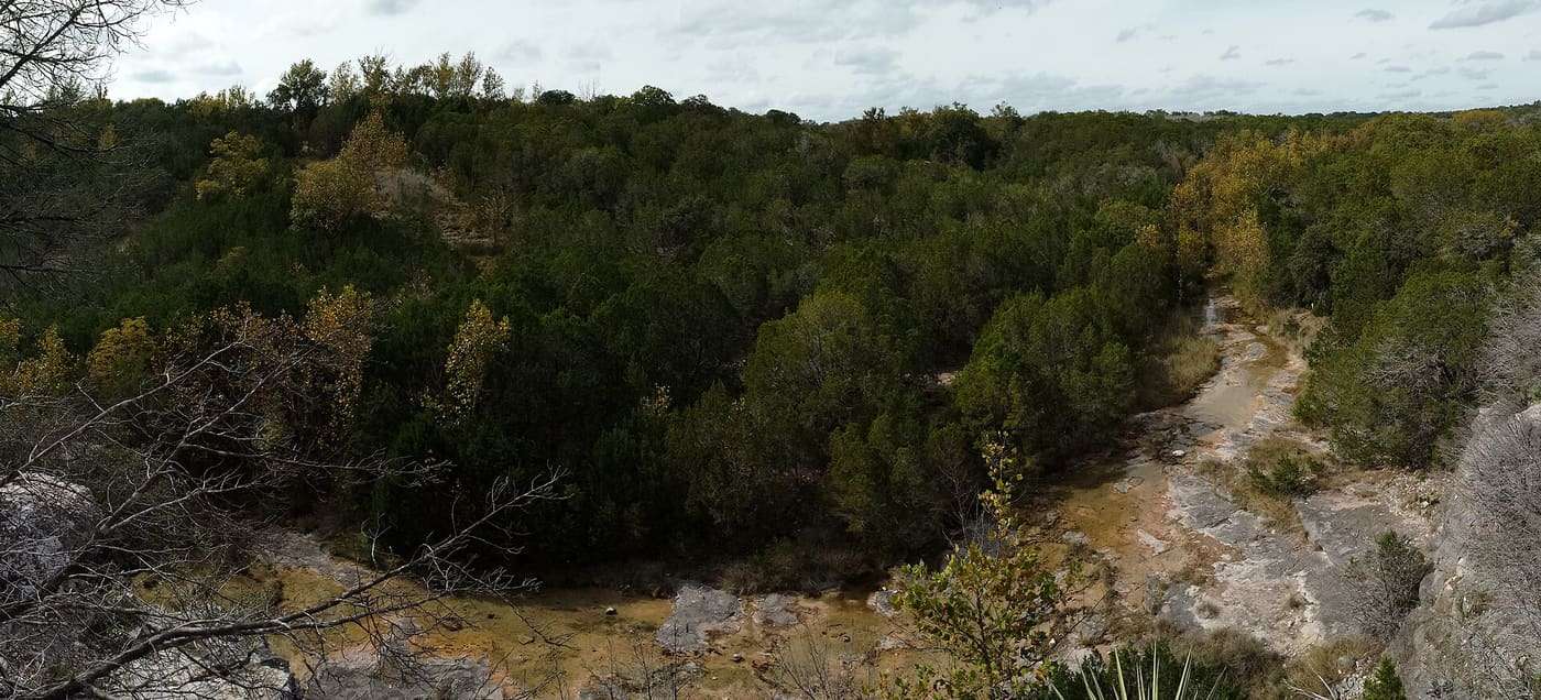 View of Spicewood Springs taken along the Spicewood Springs trail in Colorado Bend State Park, Texas.